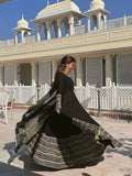 Jet Black Heavy Embroidered Anarkali Gown Set