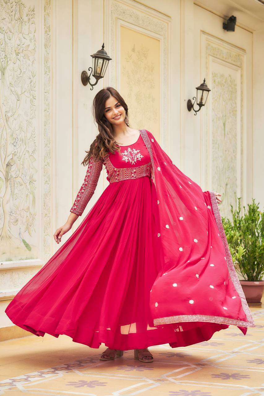 Sage Green Floral Mirror-Work Sharara Set