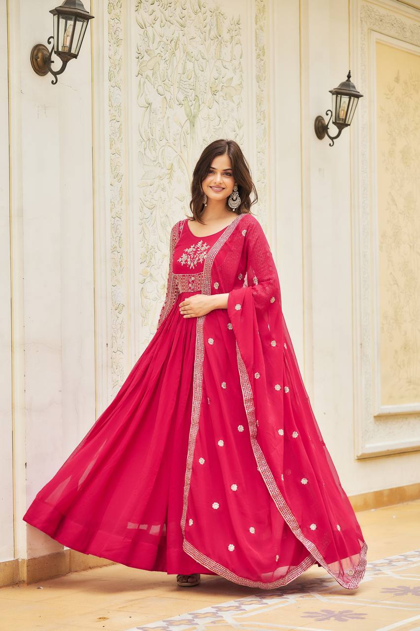 Sage Green Floral Mirror-Work Sharara Set
