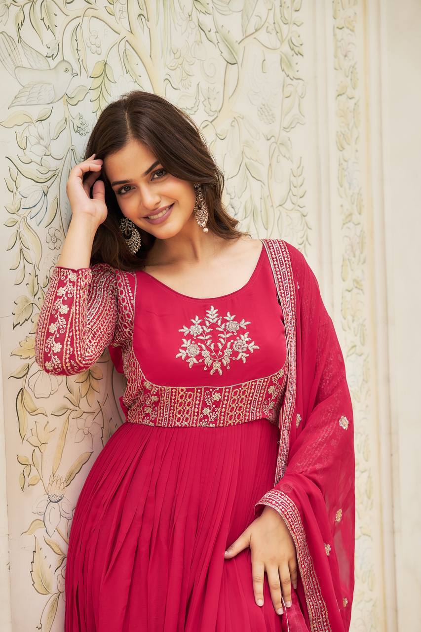 Sage Green Floral Mirror-Work Sharara Set