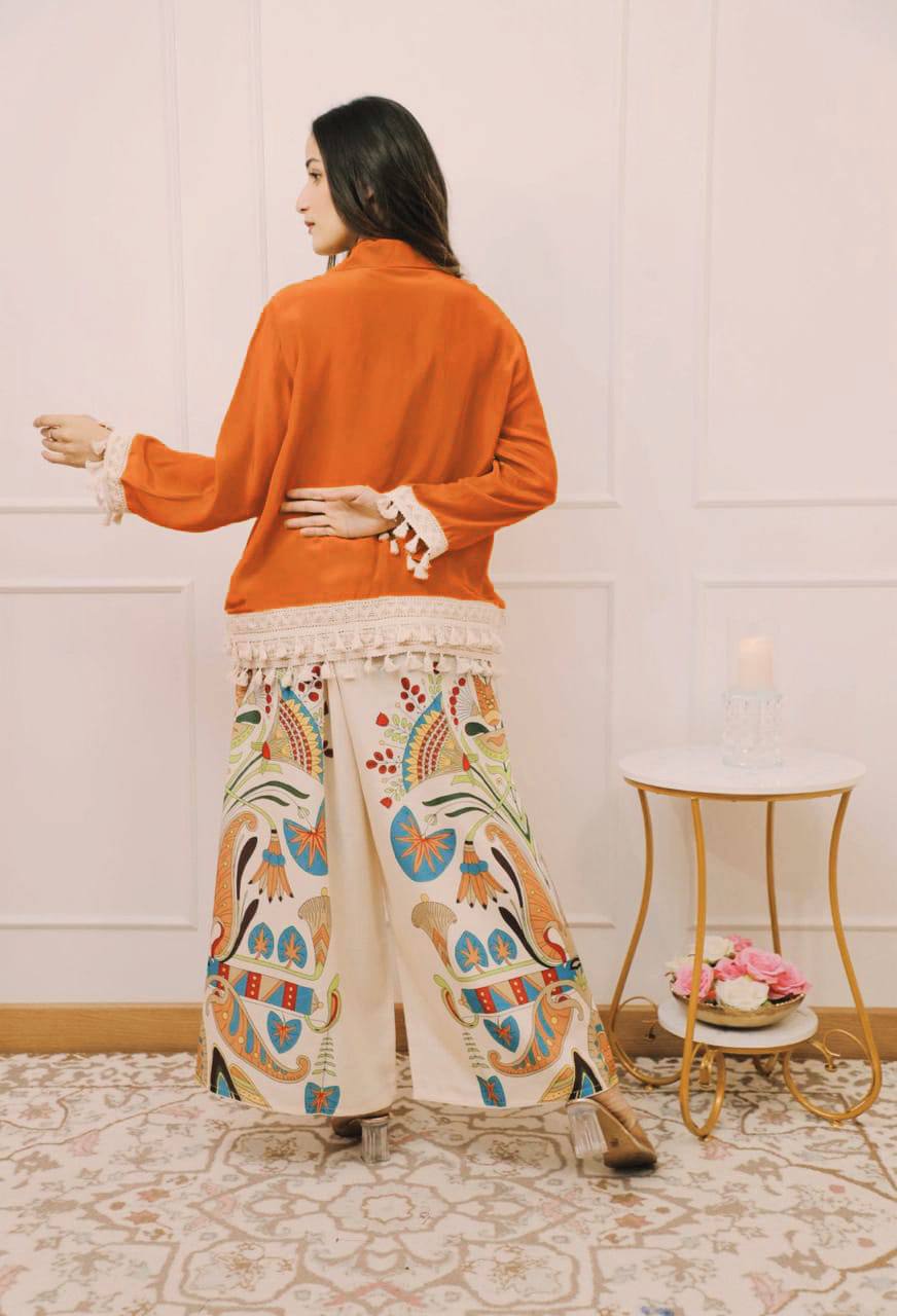 Boho-Chic Mustard Embroidered Co-ord Set
