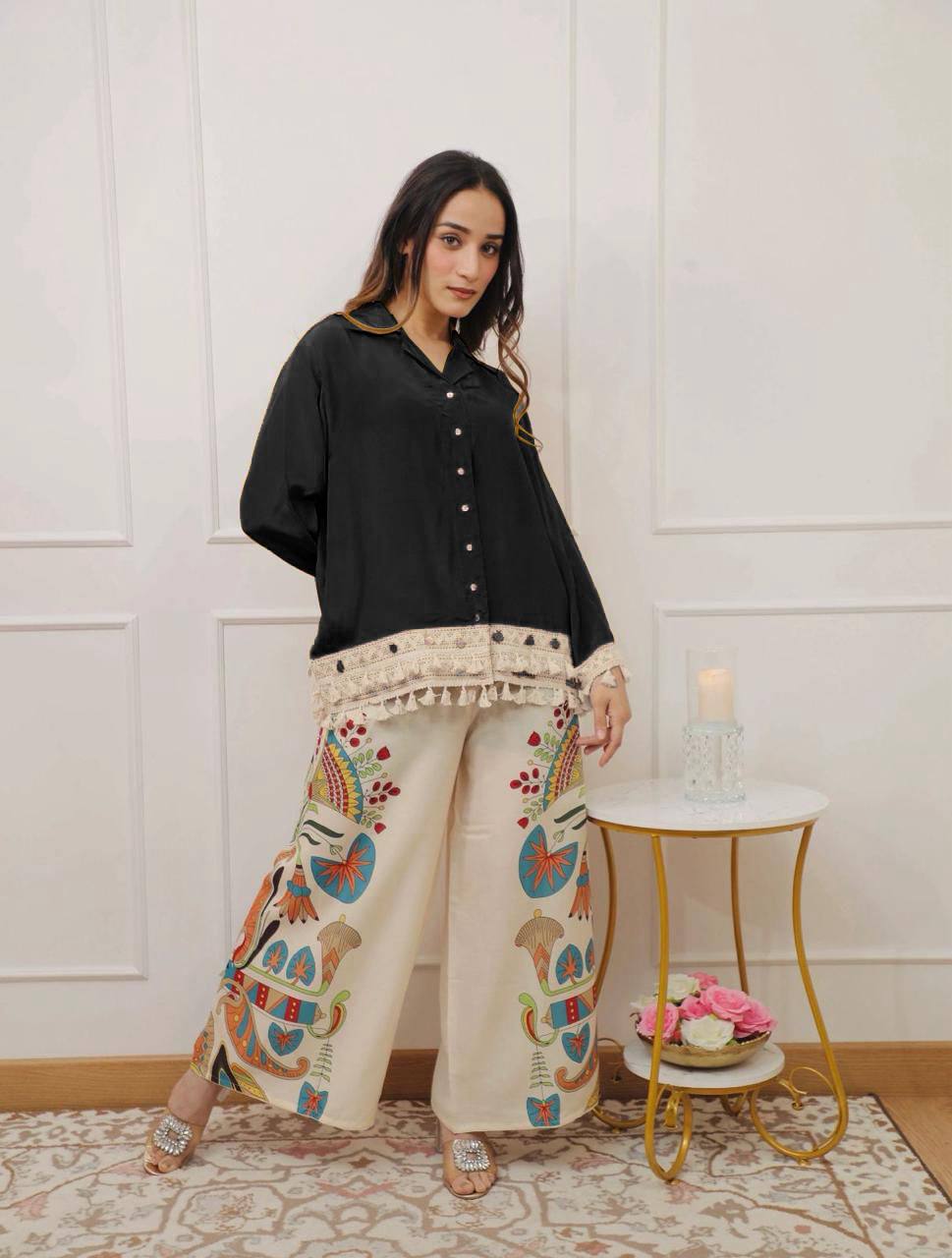 Boho-Chic Mustard Embroidered Co-ord Set