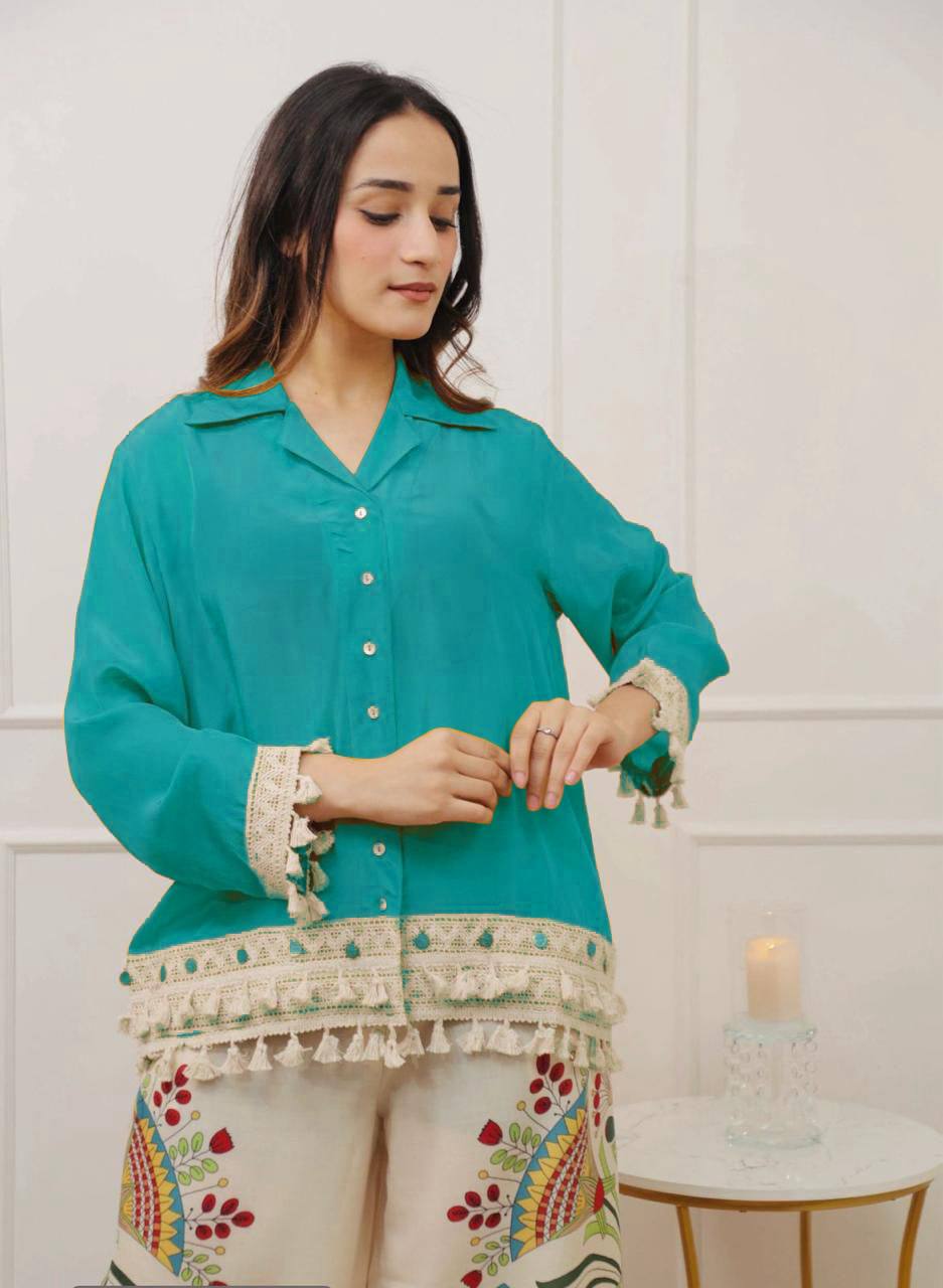 Boho-Chic Mustard Embroidered Co-ord Set