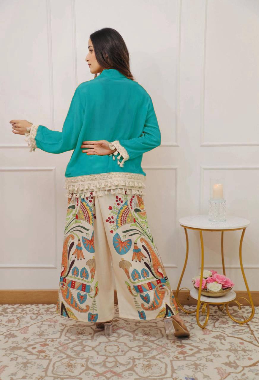 Boho-Chic Mustard Embroidered Co-ord Set