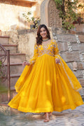 Sage Embroidered Georgette Anarkali Gown Set