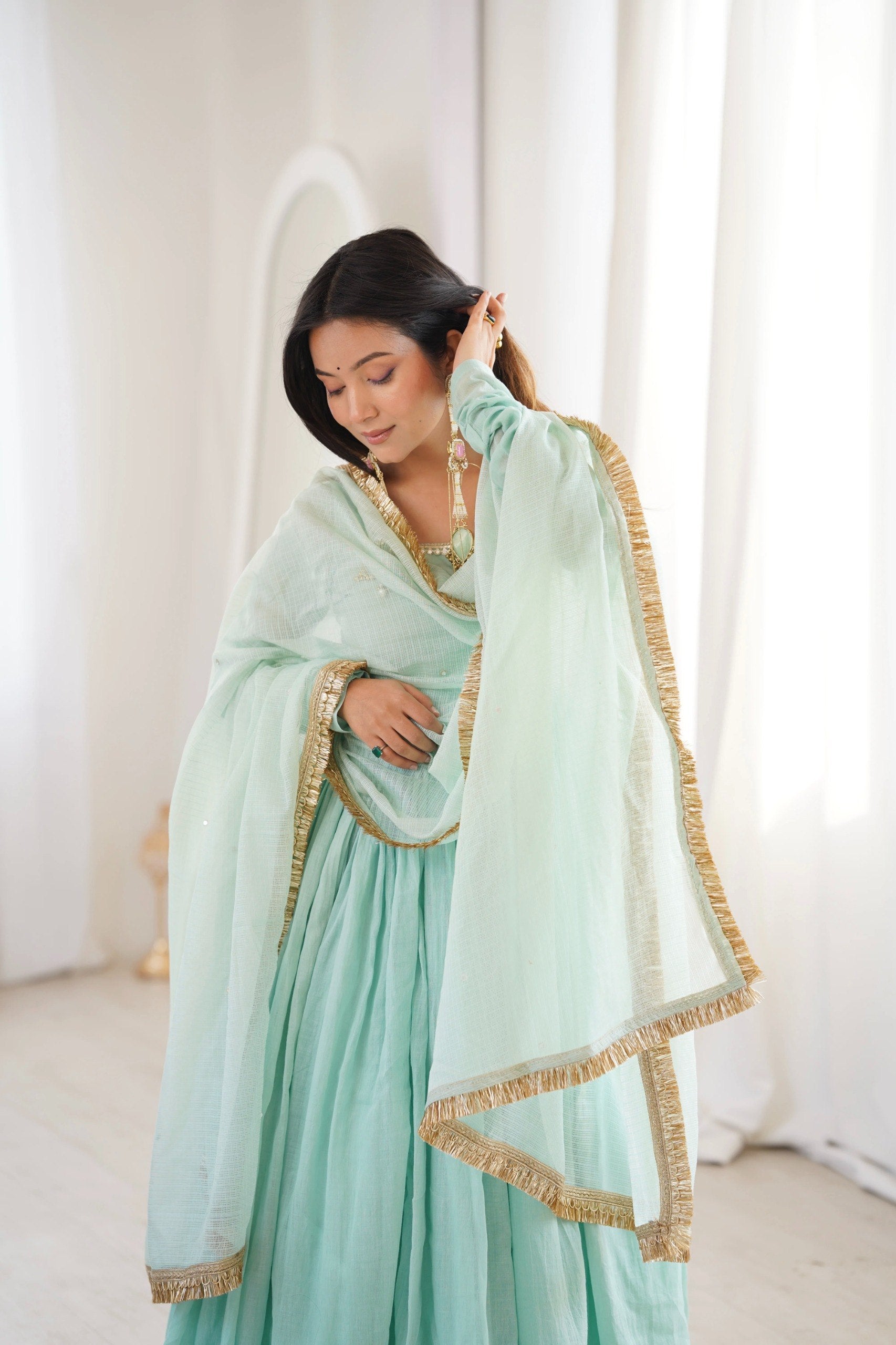 Sunshine Yellow Mirror-Work Georgette Sharara Set