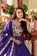 Royal Indigo Heavy Zardosi Embroidered Anarkali Set