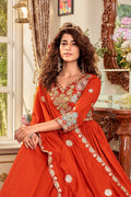 Burnt Orange Artisanal Zardosi Anarkali Set