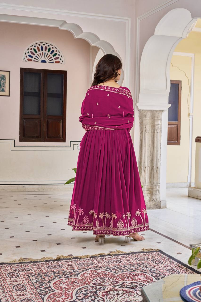 Heavy Embroidered Georgette Anarkali Gown Set